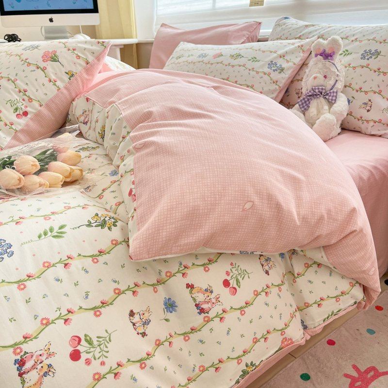 Home Textile Sabanas Bed Sheet Linens Bedcover Quilt Cover 100% Cotton Printed Bedding Set