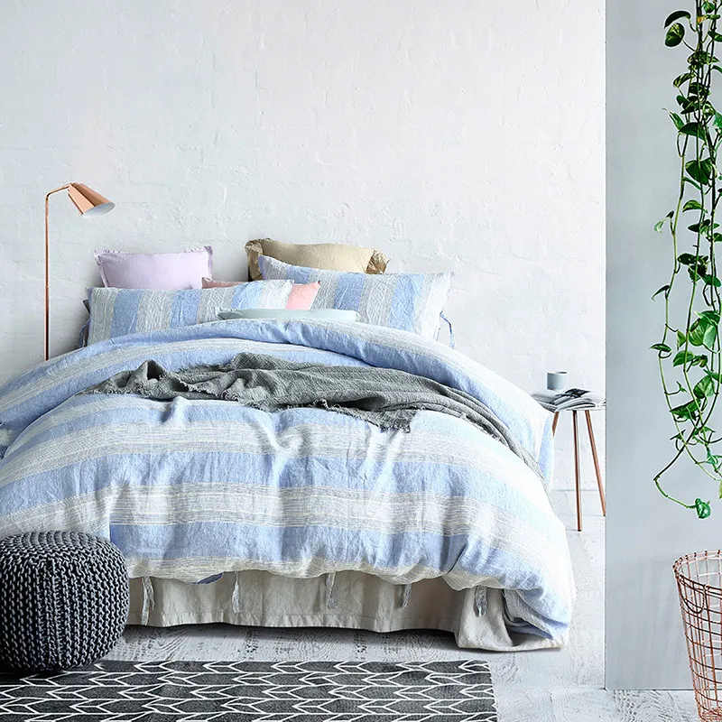 Linen Blue Stripe Duvet Cover
