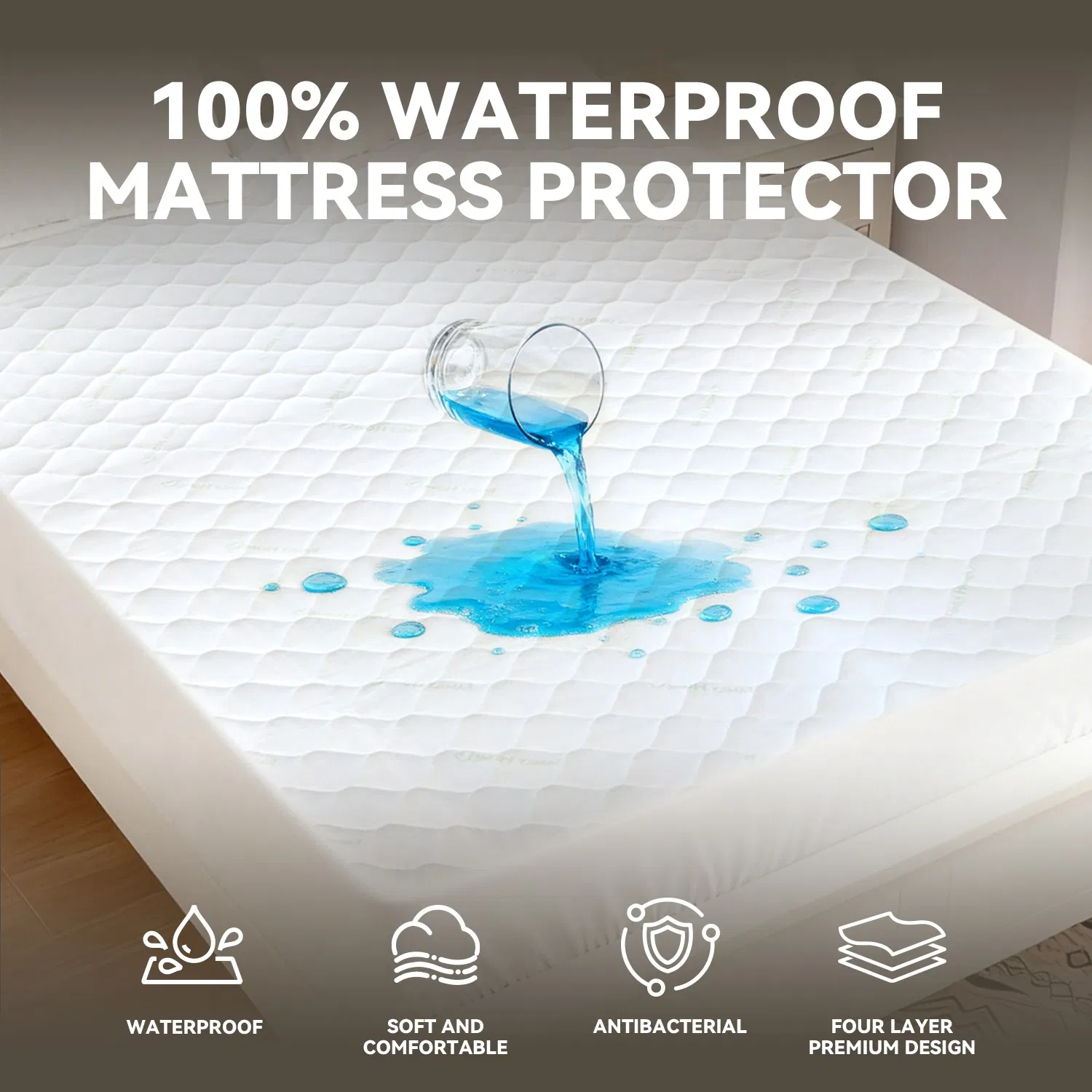 Hospital Hotel Use Deep Pocket Protector Bedding Extra Soft Waterproof Mattress Cover for Adults