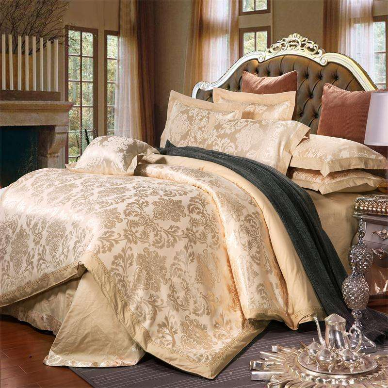 Custom Duvet Cover Set Super King Silk Cotton Jacquard Embroidered Solid Colour Hotel Bedding Set