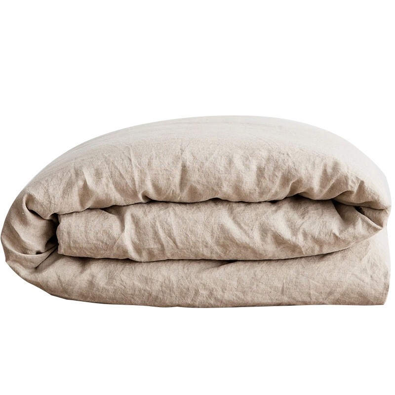 Light Luxury Bed Linen Kins Size Flat Fitted Sheet French Washed Pure Linen 4PCS Duvet Comforter Quilt Cover Custom Sabanas Solid Color Guangdong Bedding Set