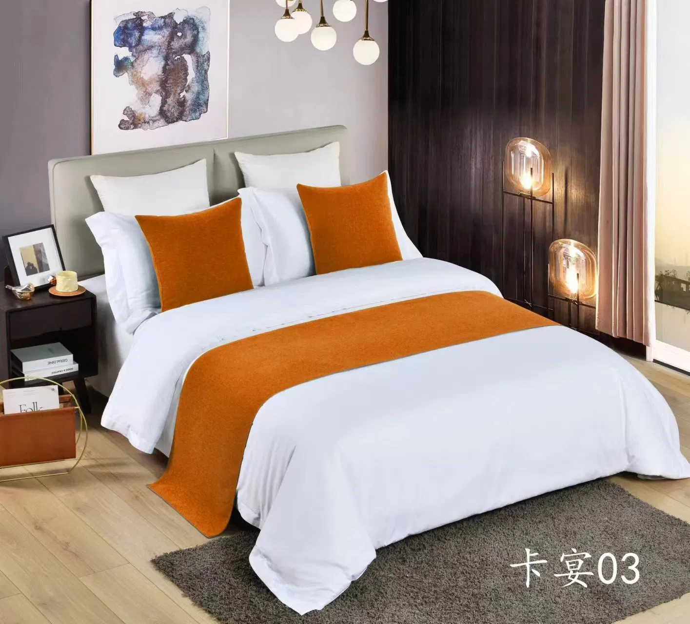 Hotel Collection 100% Cotton Jacquard Luxury Bed Runner (JRD637)