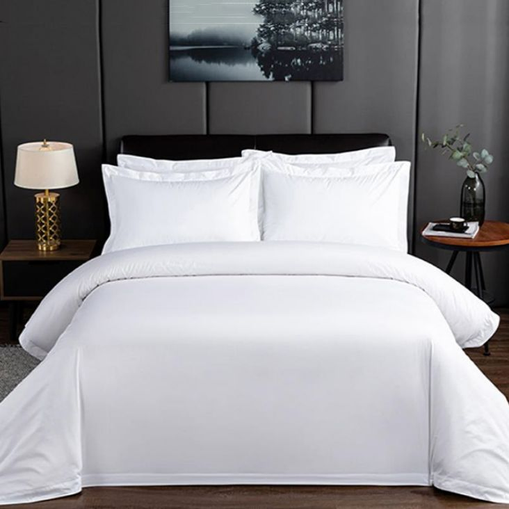 300tc Cotton White Queen Duvet Cover Set Hotel Linen Bedding Set