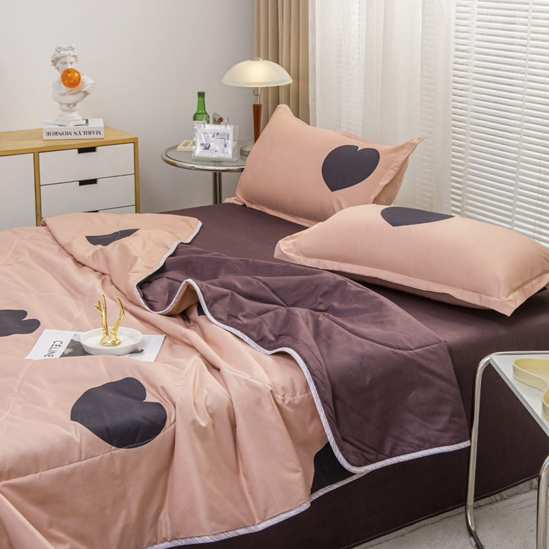 Microfiber Comforter Set Air Conditioning Cushion Bed Sheet Bedding Quilted Summer Poly Fiber Quilt Filling Blanket Printed Quilts