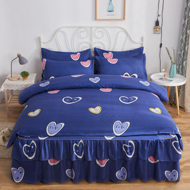 Luxury Printed Queen King Size Bedspread Home Non Slip Fitted Bed Sheets Mattress Cover Bed Skirt