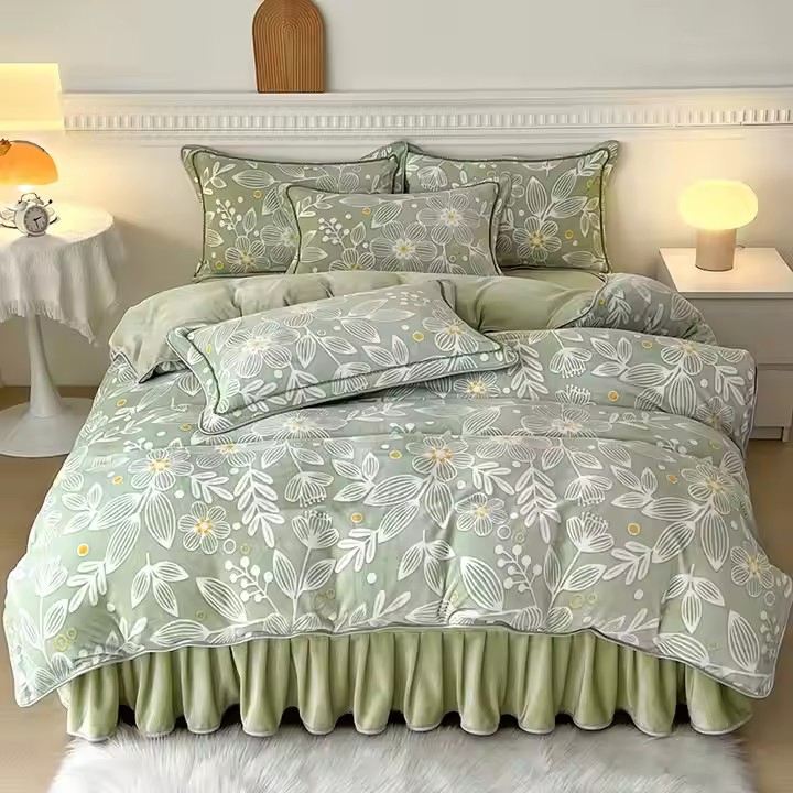 Luxury Brand Washed New Luxury Letter D Bedding Sets Silk-Like European Style Duvet Cover Sets Queen King Size 4-in-1