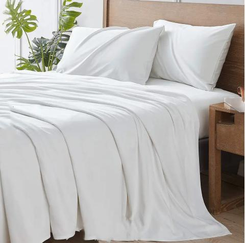 100% Bamboo Like Silk Fabric Breathable Cooling Bed Sheet Set Bedding
