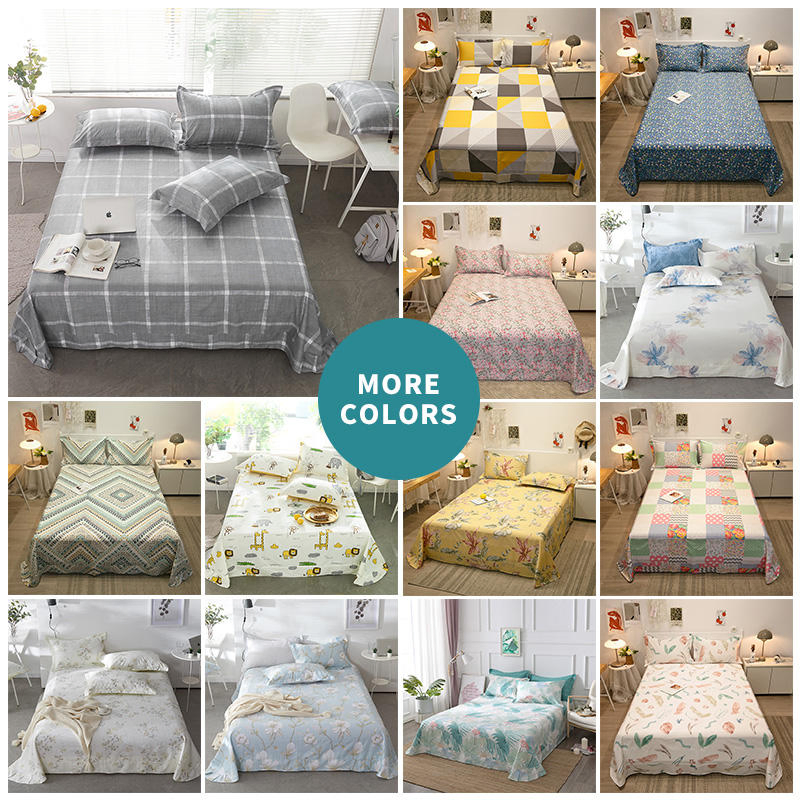 Custom Modern Printed Bed Skirt Bed Cover Home 100% Cotton Queen King Size Flat Bed Sheets