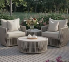 Waterproof Garden Outdoor Sofa Set with Thick Cushions