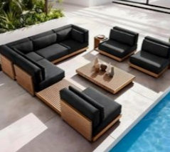 Waterproof Garden Outdoor Sofa Set with Thick Cushions