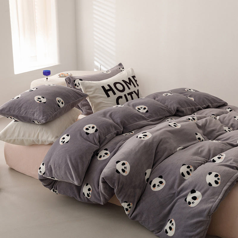 Home Warm Milk Velvet Duvet Cover Set Winter Thicken Queen King Size Quilt Cover Bedding Set