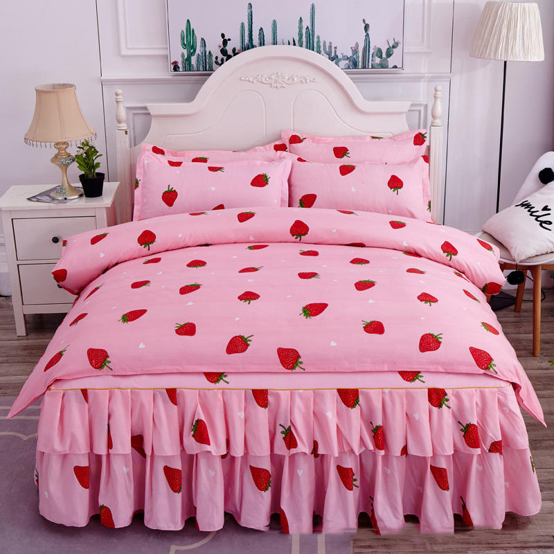 Wholesale Digital Printing Fitted Bed Sheet Cover Skin-Friendly Soft Bed Skirt with Duvet Cover