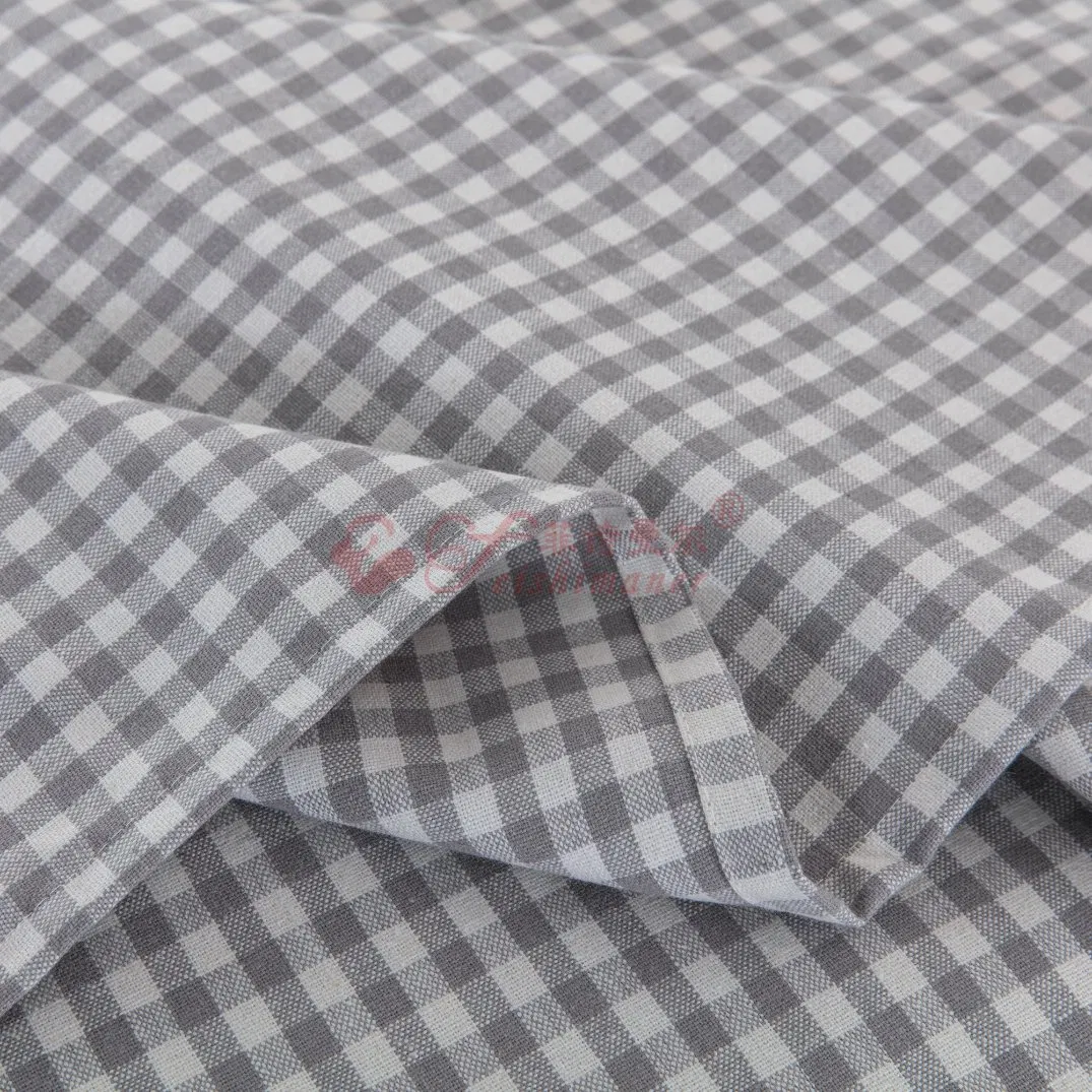 New Arrival Cotton Hemp Breathable Cooling Grey Grid Student Bedding Sheet 3-Piece Set