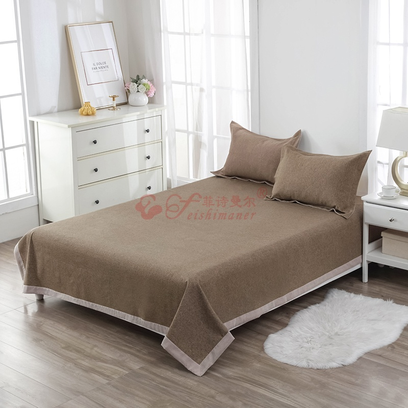 100% Knitted Hemp Material Soft Cooling Spring Summer 3 Pieces Bedding Sheet