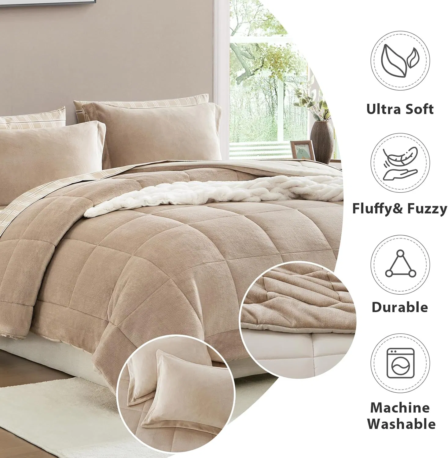 Plush Comforter Set Flannel Velvet Comforter Sets 7 Pieces