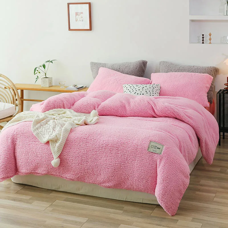 Winter Bedding Sets Teddy Sherpa Fleece Flannel Bedding Cashmere Bed Sheet Duvet Cover