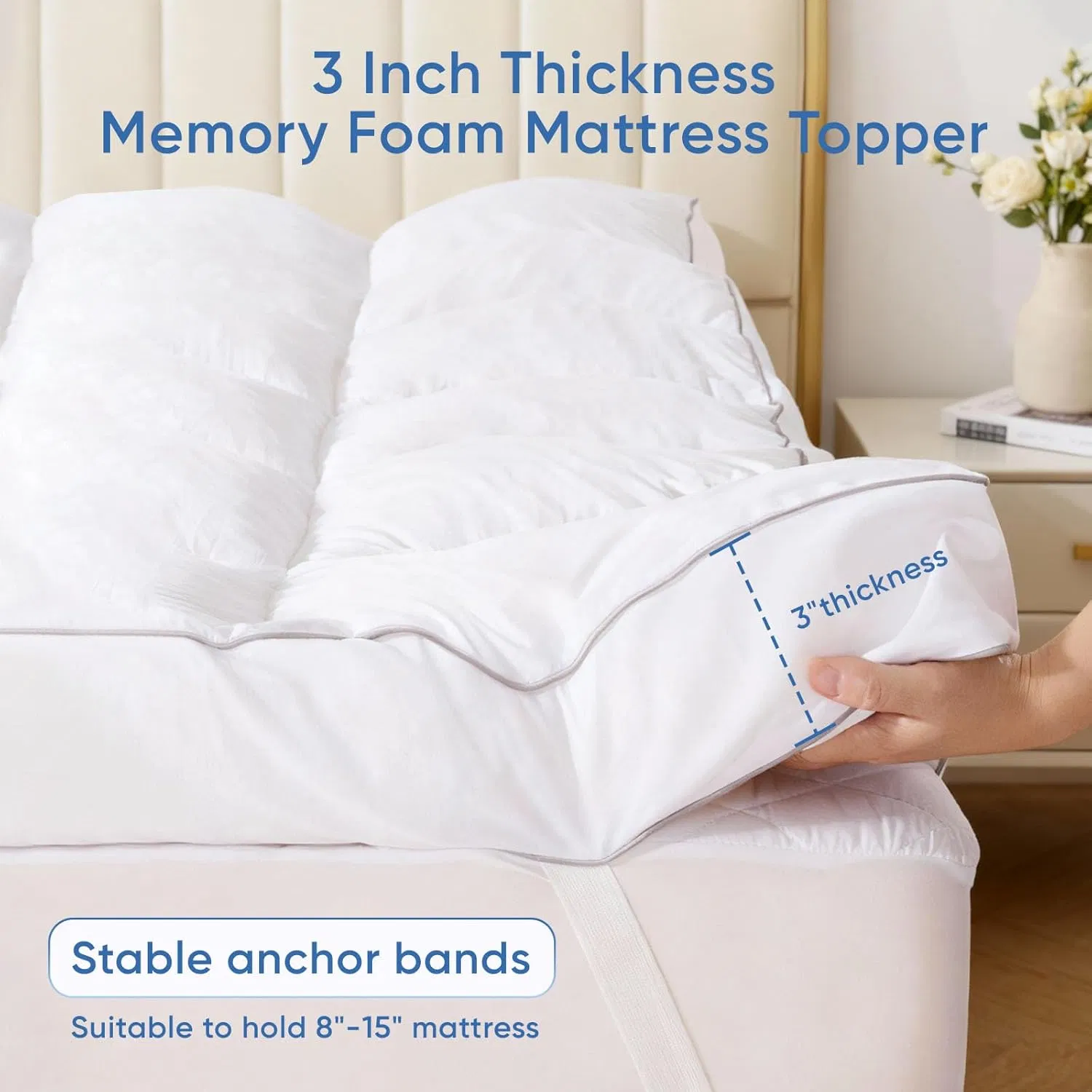 100% Cotton Fabric Ultra-Soft Mattress Toppers Waterproof Protector