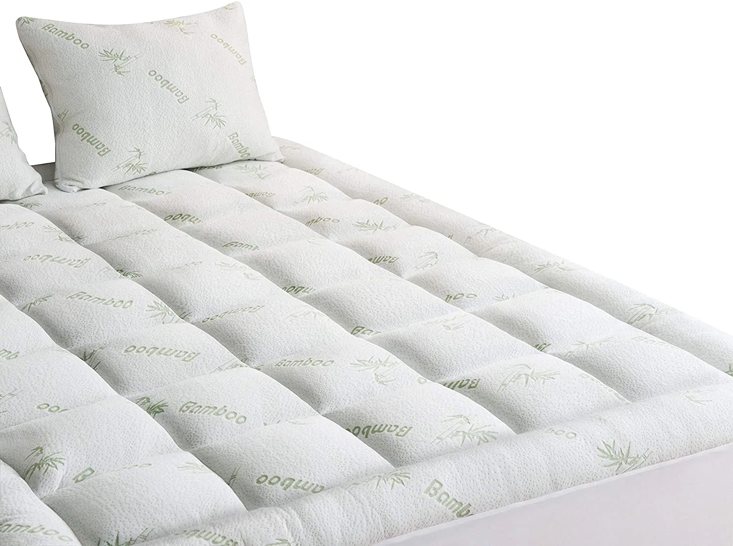 Bamboo Mattress Topper Queen Cooling Top Pad Deep Fitted Mattress Cover
