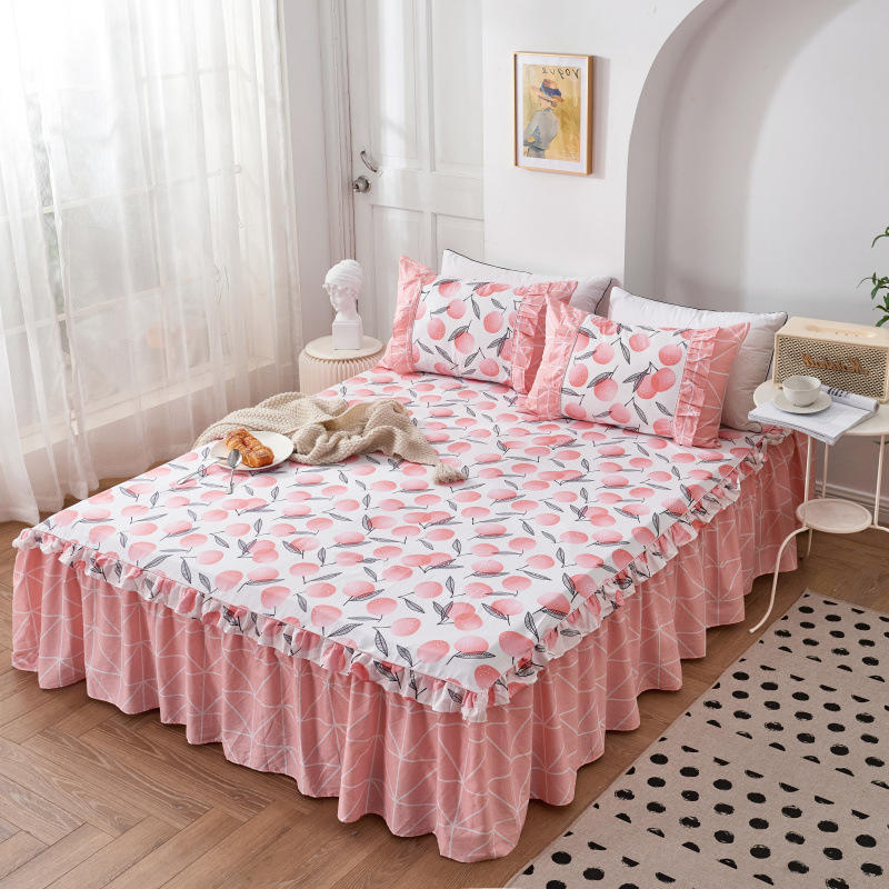 High Quality Floral Printed Bed Skirts Home Bedroom Non-Slip Mattress Cover Skirt Bedspreads