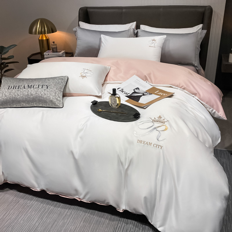Hot Sale New Design Silk Embroidery Bedding Sets Cotton Bedsheet Bedding Set