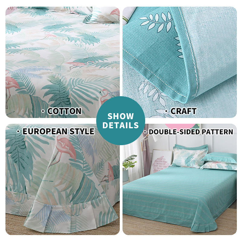 Custom Modern Printed Bed Skirt Bed Cover Home 100% Cotton Queen King Size Flat Bed Sheets