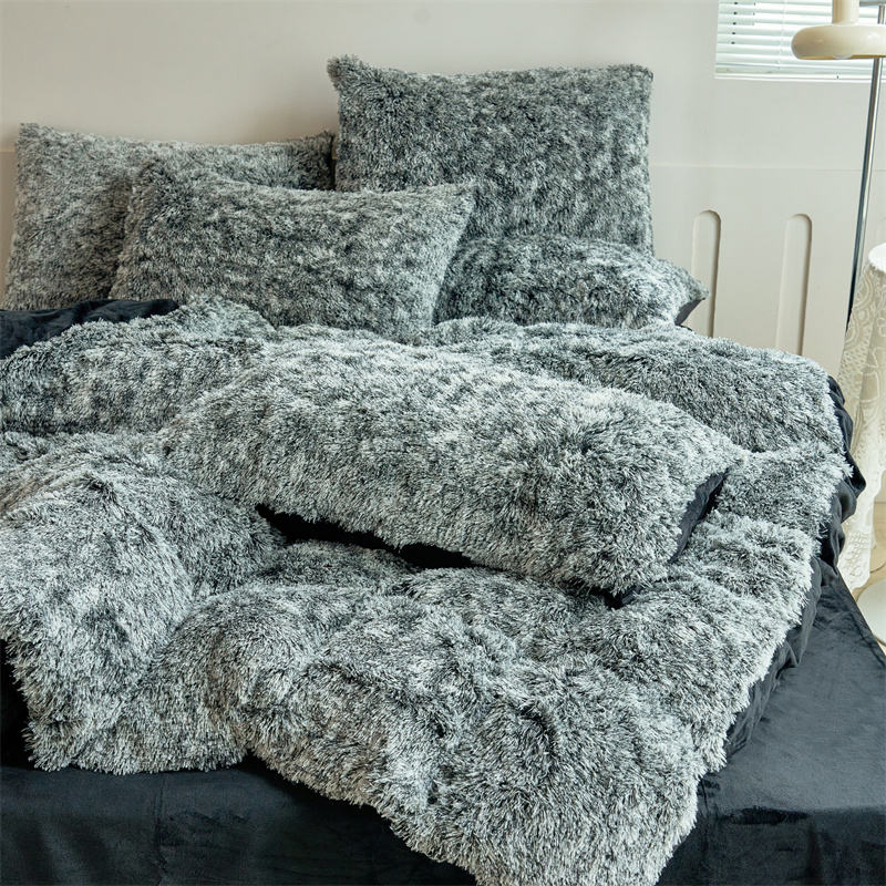OEM/ODM High Quality King Size Grey Comforter Warm Mink Blanket Velvet Comforter Duvet Cover Tie Dye Pillowcase 4 Piece Bed Linen Bedding Set for Winter