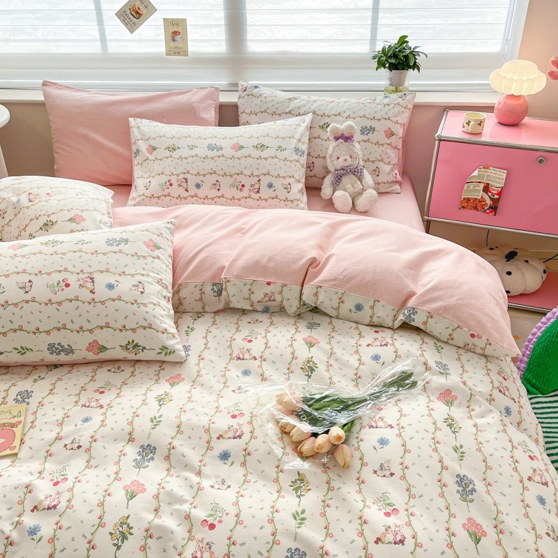 Home Textile Sabanas Bed Sheet Linens Bedcover Quilt Cover 100% Cotton Printed Bedding Set