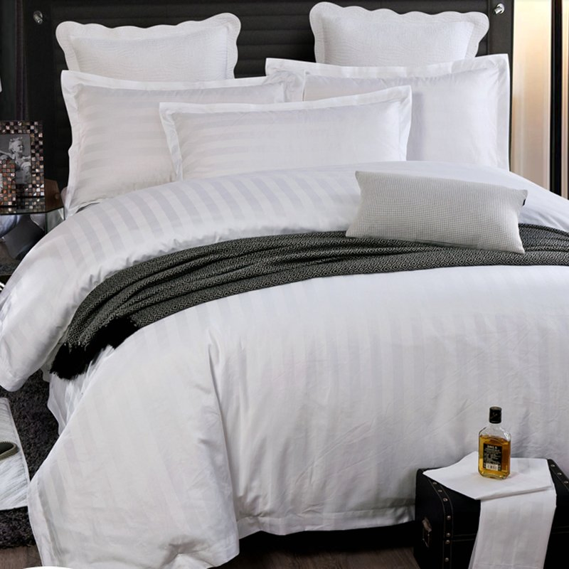 Nantong Factory OEM White Printed Comforter Cover Linen 5 Star Hotel Bedding Cotton Quilt Bedding Set Home Textile