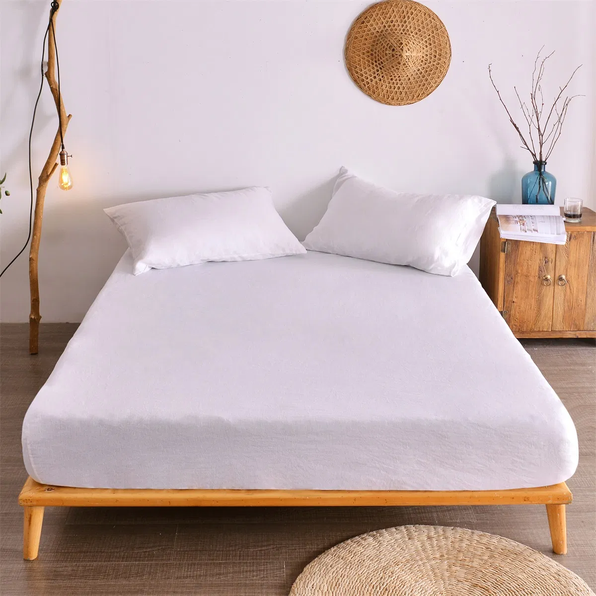 White Color 100% Linen Super Soft Bedding Set