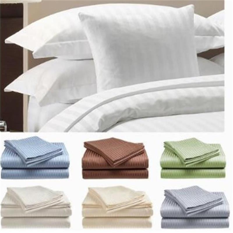 300 Thread Count 100% Cotton Sateen Hotel Sheet Set Dobby Stripe Hotel Collection