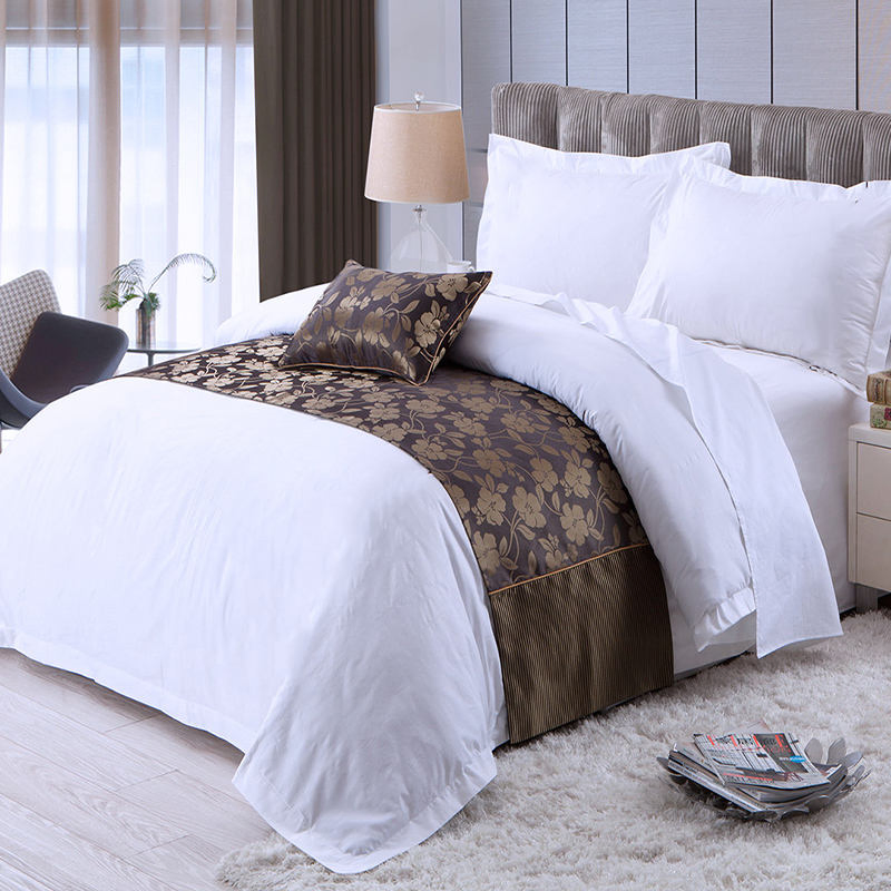 Wholesale Custom Hotel Linen Bed Sheet White Cotton Duvet Cover Bedding Set