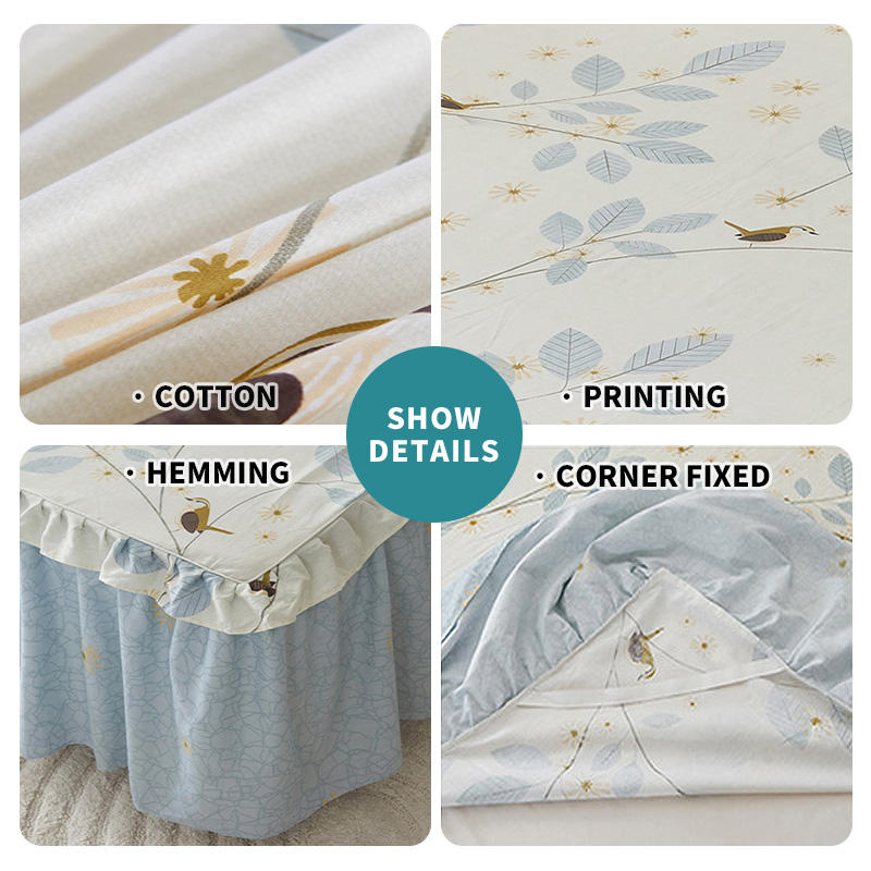 Hot Sale 100% Cotton Bedspread Home Non Slip Full Queen King Size Thicken Ruffle Bed Skirt