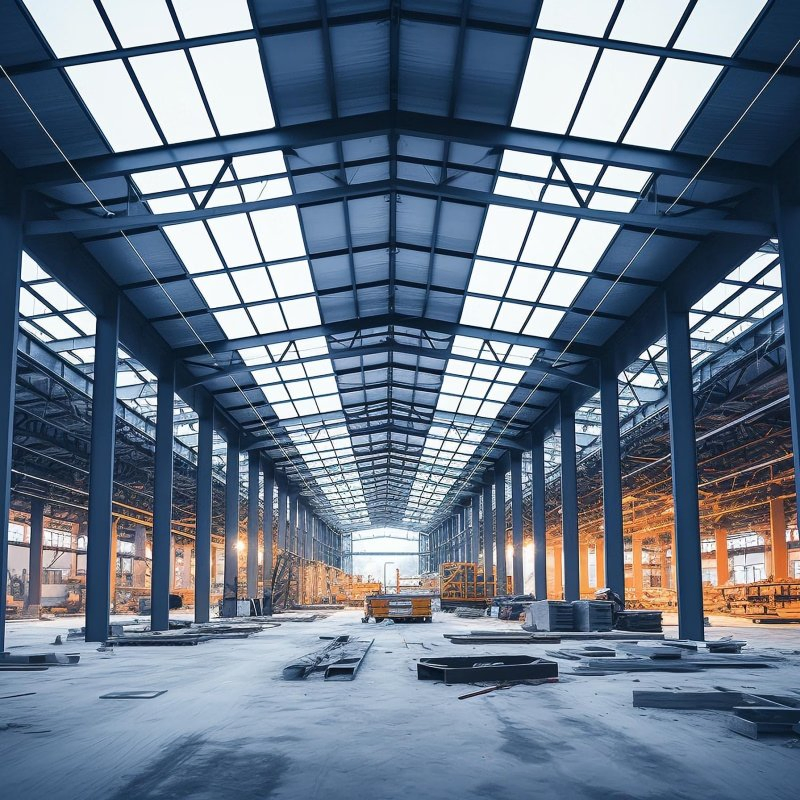 Long-Span Steel Grid Workshop Structure Material