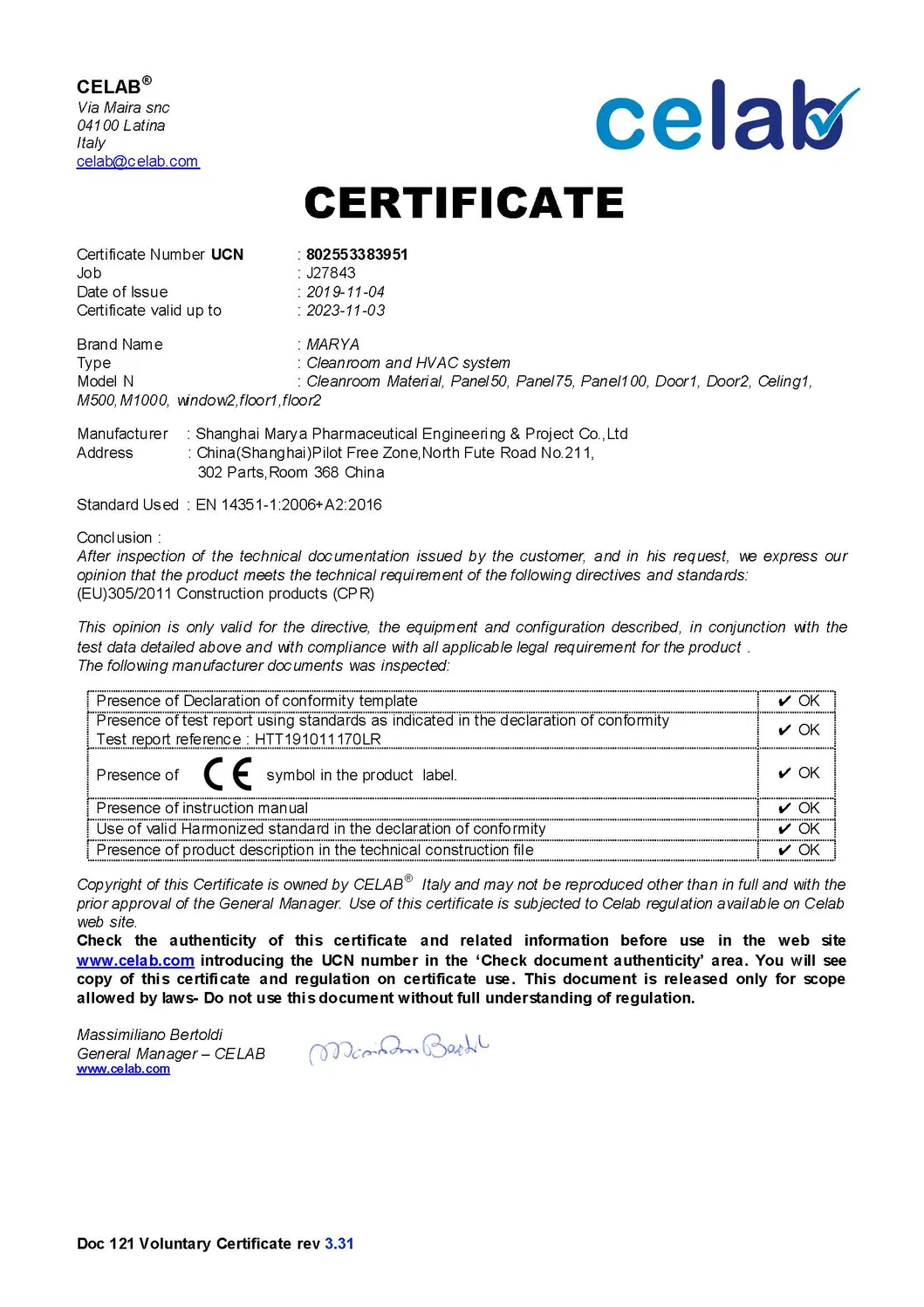 CE Certificate