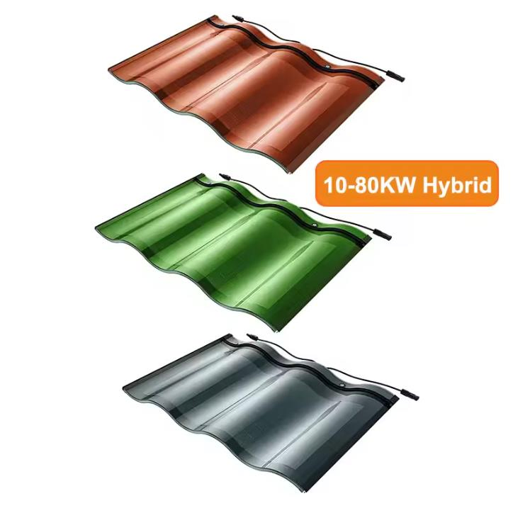 Coloured BIPV Building Integrated Photovoltaics Solar Tiles Solar System for Home 10 Roof Solar Panel System Set or Houses