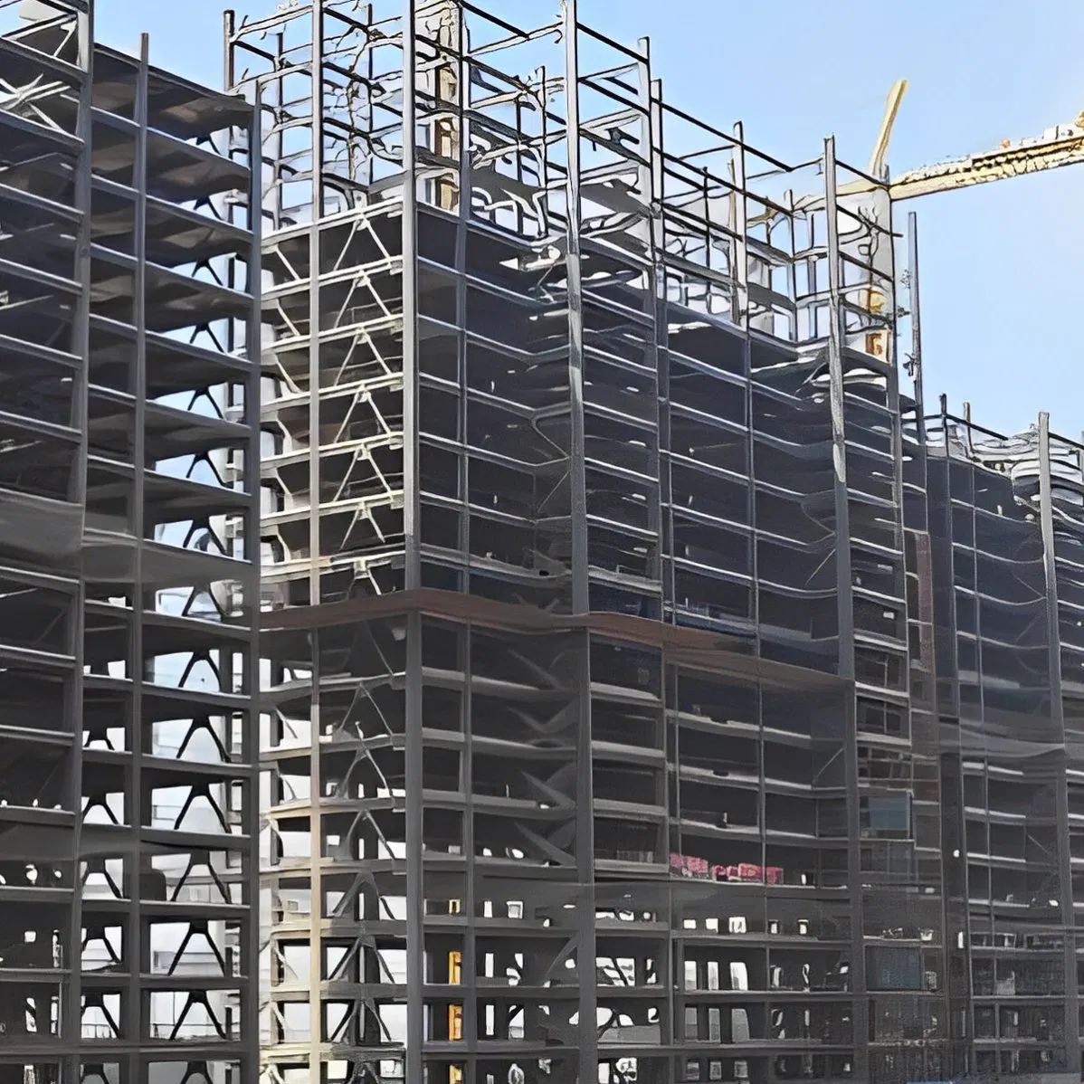 Large-Span Space High Rise Tempered Glass Modular Construction Industrial Commercial Hybrid House Office Prefab Prefabricated Metal Steel Structure Building