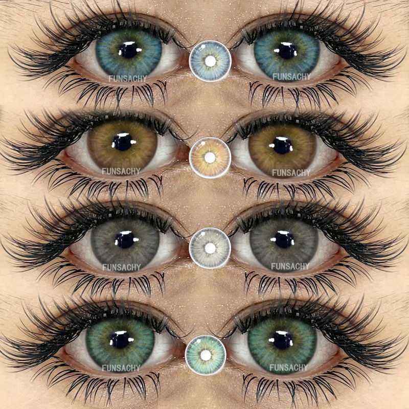 FUNSACHY 3 Tone 14.0-14.5MM Cosmetic Colored Contacts Lenses Pupilentes De Eye Care Product