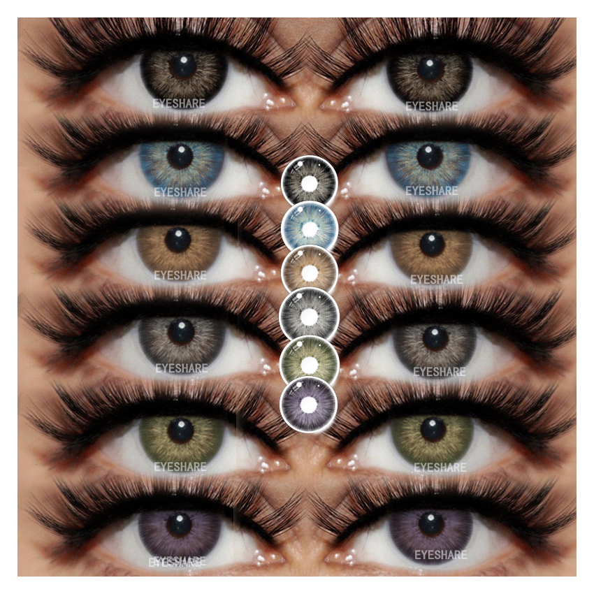 For 14.5mm Brown Gray Soft Cosmetic Color Contact Lenses HEMA Material 1 Pair