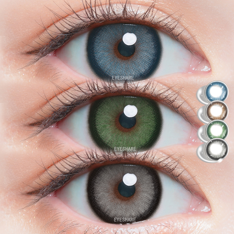 For Eyeshare 1 Pair Yearly Cosmetic Colored Eye Lenses Soft Hardness Small Pupil Contact Lenses for Eye Make-Up Wear