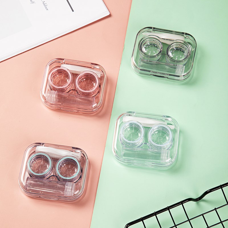 Eyeshare Cute Contact Lens Container Box 4 Colors-Pink Green Purple White Plastic Display Case for Eyewear