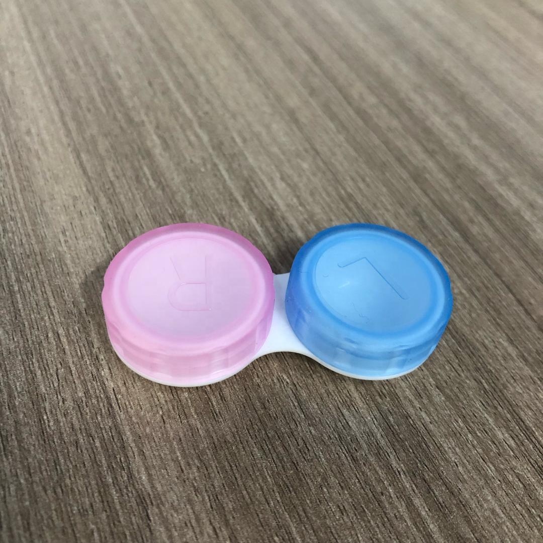 Eyeshare Portable Double Container Contact Lens Box Pink and Blue Plastic Case for Contact Lenses Accessory