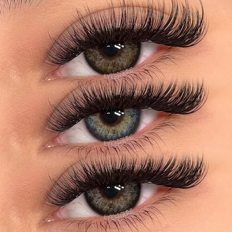 For Natural Soft HEMA 3 Color Blue Brown Gray Contact Lenses for Brown Eyes-Three Tone Design