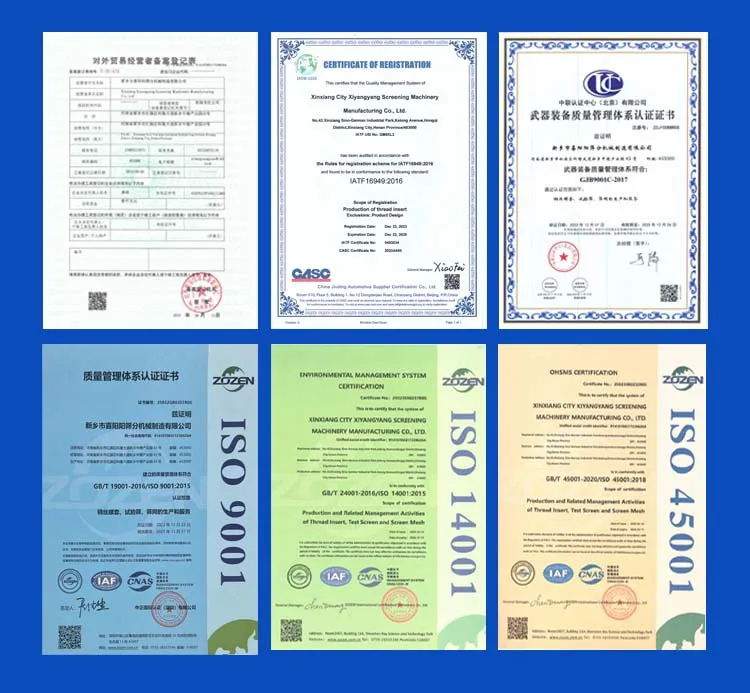 Certificação do Inserto de Rosca Metálico