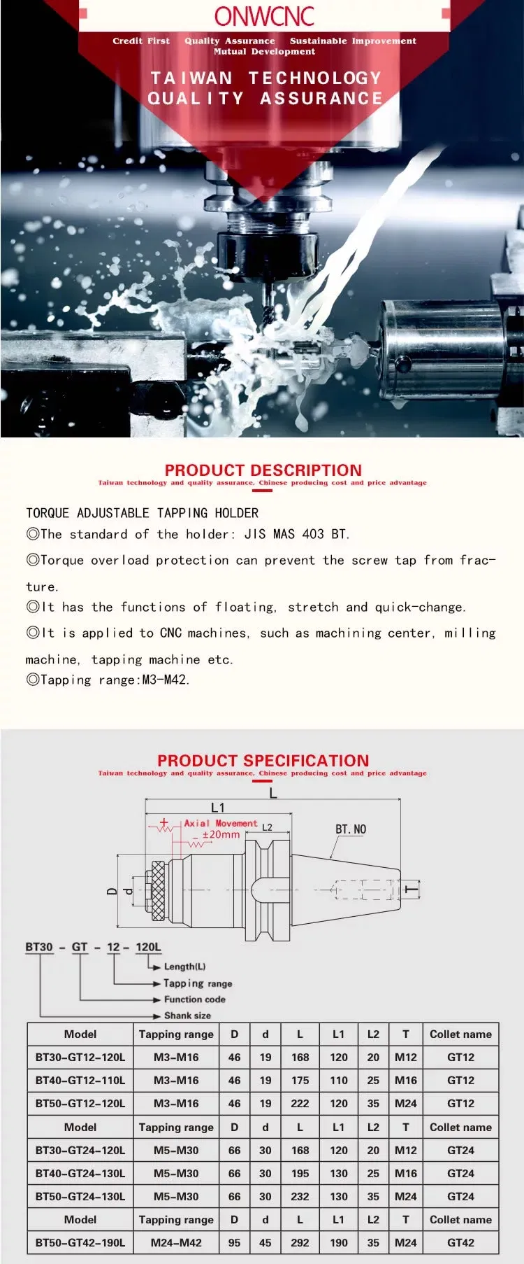 Bt40 Adaptador de Ferramenta de Mudança Rápida para Brocas Tapping Chuck para Máquina de Torno