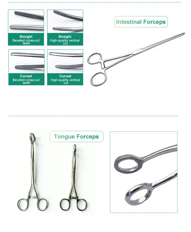 Forcep de Segurar Língua em Aço Inoxidável com Inserções de Borracha para Instrumentos Médicos Cirúrgicos