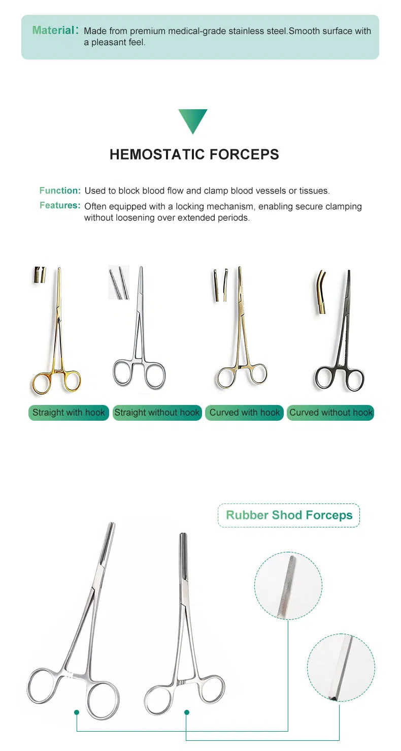 Forcep de Segurar Língua em Aço Inoxidável com Inserções de Borracha para Instrumentos Médicos Cirúrgicos