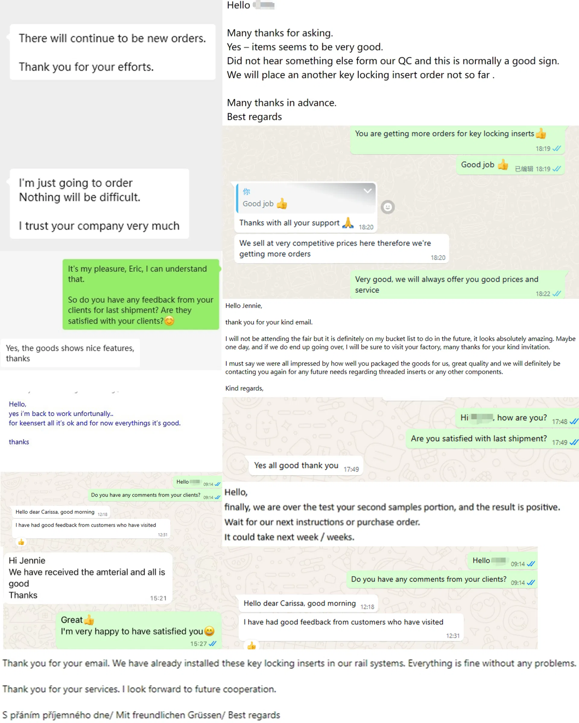 Comentários do cliente sobre Keensert