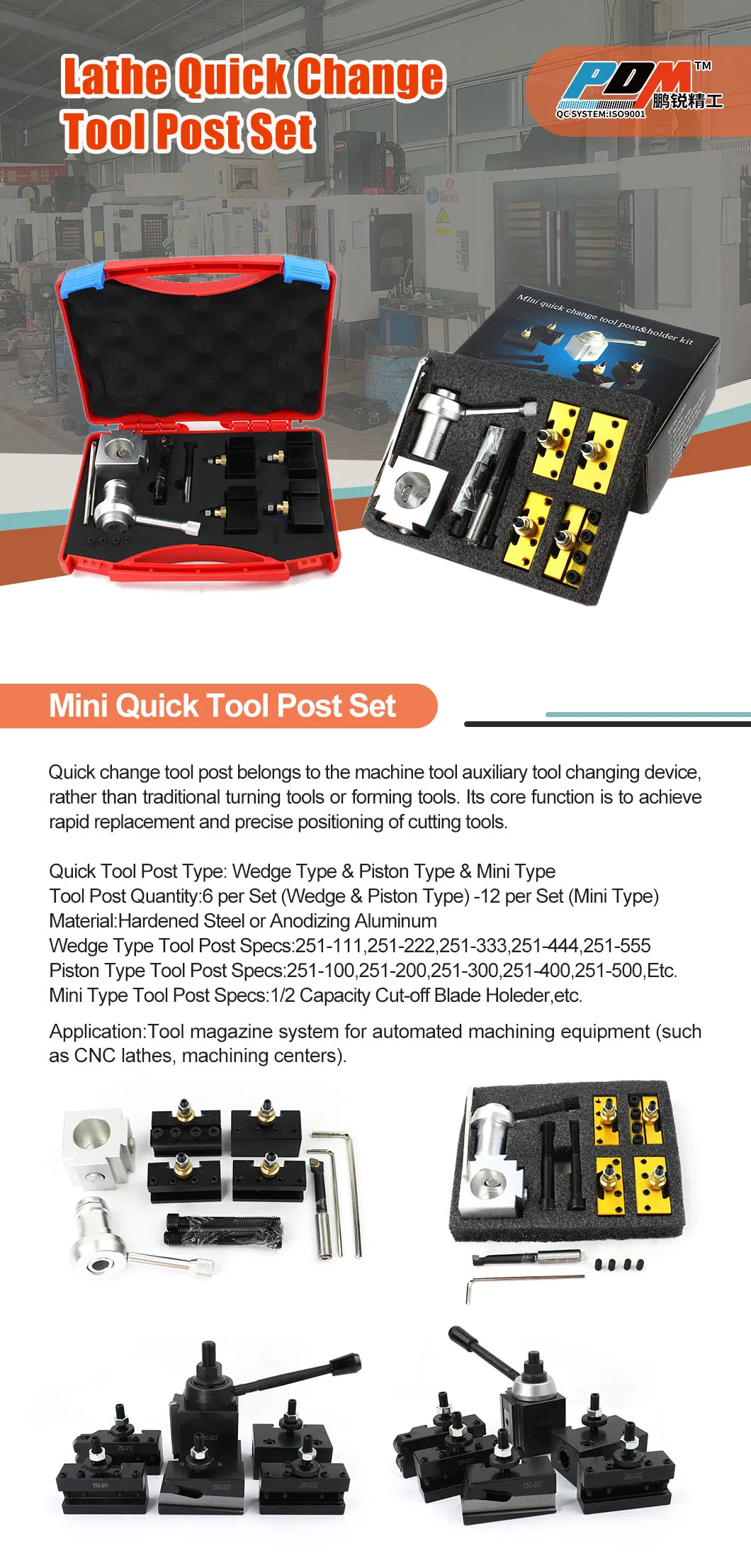 Ferramenta de Torno Mini CNC Usinada com Precisão 12 PCS Suportes de Ferramenta de Troca Rápida para Usinagem de Precisão