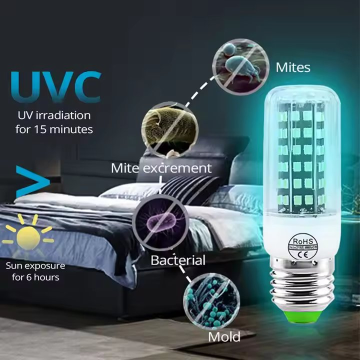 HoneyFly LED UVC Ultraviolet Lamp UV E27/E14 10W Disinfection Ozone Sterilization Mites