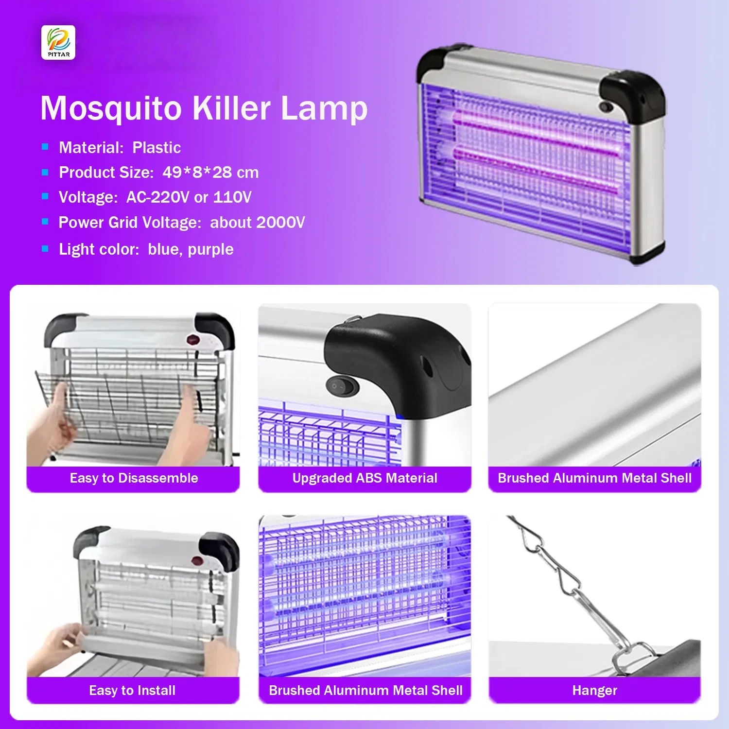 OEM Customizable Portable 2026 Indoor Living Room Bedroom Restaurant UV LED Electric Shock Bug Zapper Mosquito Catcher Quiet Mosquito Killer Lamp